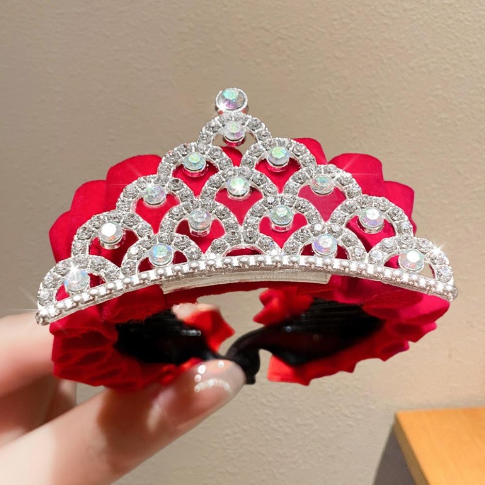 High Ponytail Fixed Artifact Children's New Year Crown Pearl Hair Clip Crab Women/Kids