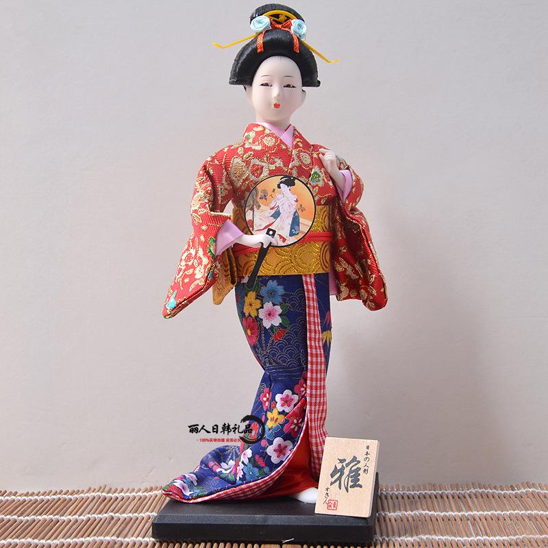 12 Inch Japanese Geisha Kimono Doll, Traditional Maiko Figurine for Sushi Bar Decor & Oriental Home Accent, Artisan Gift