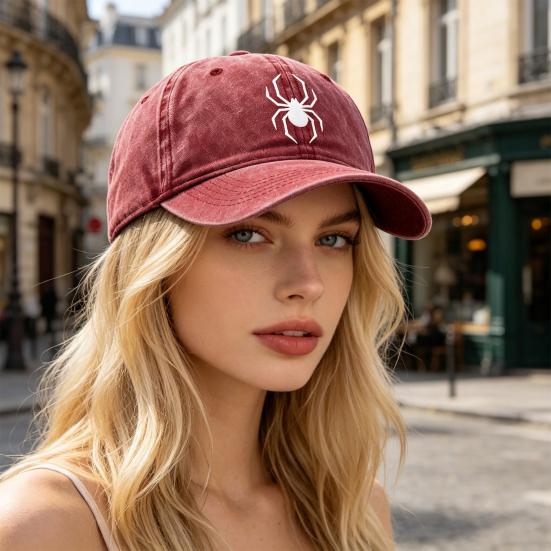 Embroidery Pattern Baseball Hat, Adjustable Back Buckle Retro Distressed Style Baseball Cap, Washed Cotton Fabric Outdoor Sunshade Hat