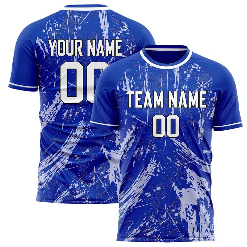 Customized Team Name Number Name Football T-shirts Personalized DIY Crew Neck Blue Sport T Shirts Loose Quick Dry Team Uniform
