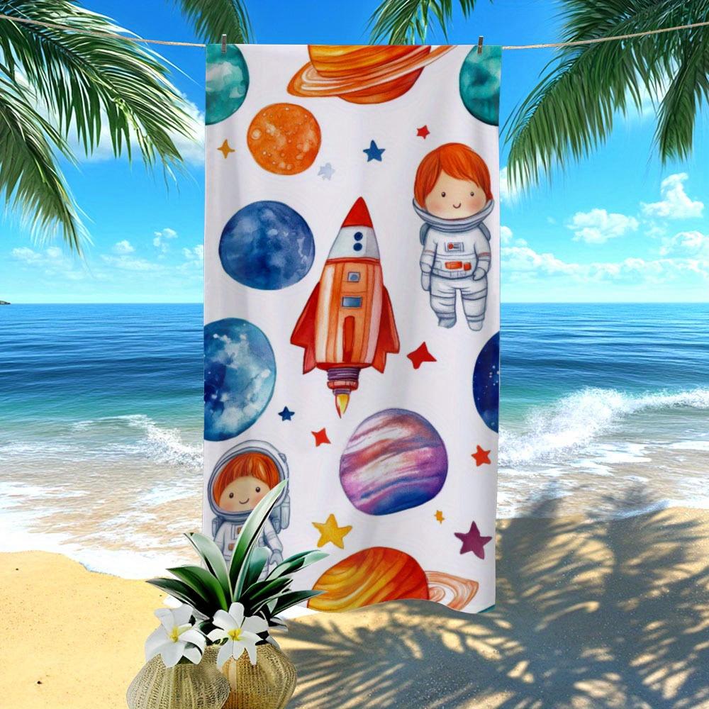 

Cute Astronaut Space Beach Towel, Rocket Planet Print Oversized Bath Towel, Soft Quick Dry Summer Blanket 1pcs W30*H60(CM)