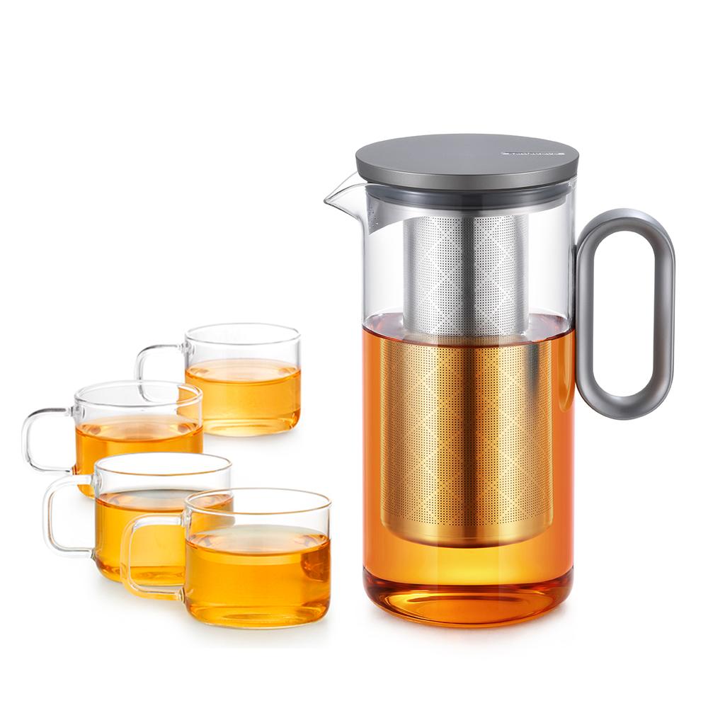 Samadoyo-Heat-resistant Glass Tea Pot, Aluminum Alloy Cup Lid, Modern Tea Pot with Filter Screen, Tea Pot, Boiling Pot Set