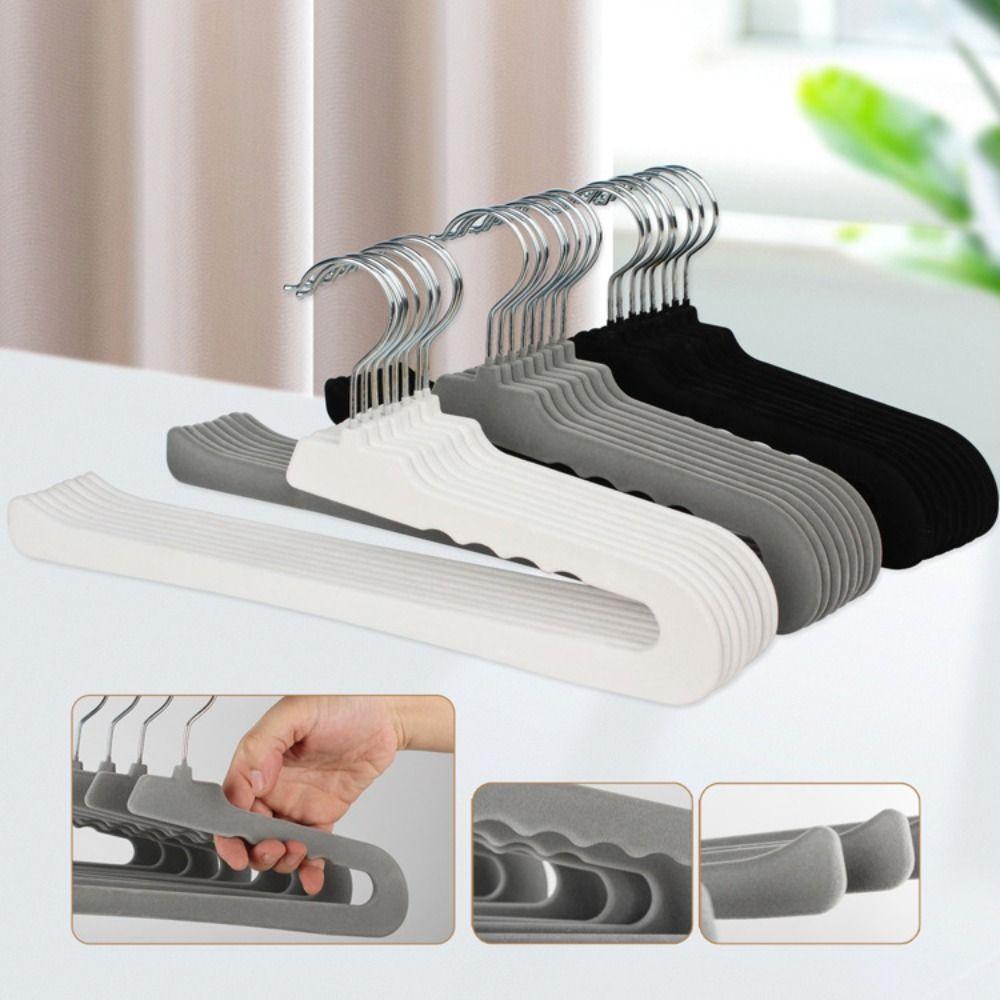 10PCS White Clothes Hanger Slim Design Velvet Hangers Trouser Hanger  Closet Organization