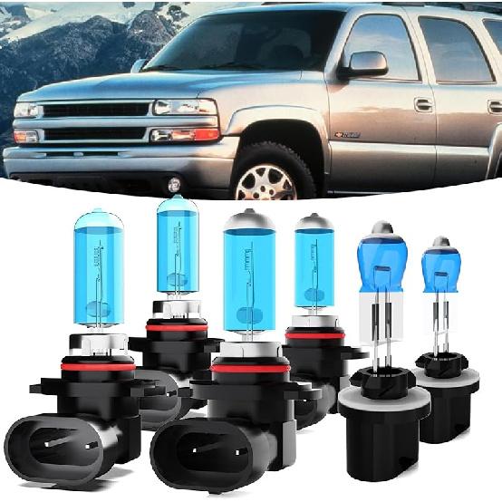 Halogen Headlights Fit For Chevrolet Chevy Tahoe 2000-2006 Headlight Bulbs,9005/HB3/H10 High Beam+ 9006/HB4 Low Beam+ 880/881/H27 Fog Light