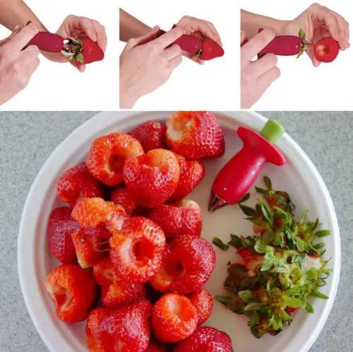 Strawberry Berry Stem Leaves Huller Gem Remover Removal Fruit Corer Kitchen Tool