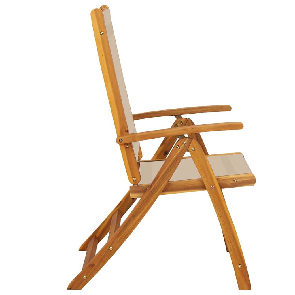 Vidaxl Folding Garden Chairs, 2 Pcs., Acacia Wood and Textilene