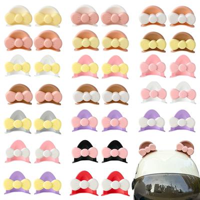 2Pcs Cute Motorcycle Helmet BeaR Ears with Bow Motocross Electric Bike Helmet Car Steering Wheel Decroation Accessories Styling
