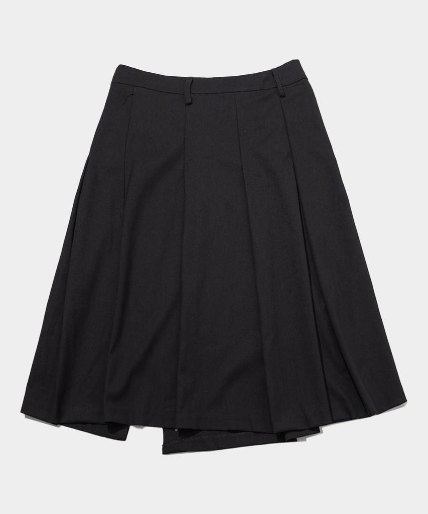 Place Studio Double Button Midi Layered Wrap Pleated Skirt