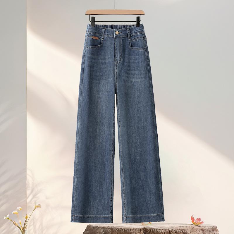 

Spring 2026 Women s Elastic Waist Straight Leg Plus Size Cropped Petite Jeans 31 [130-140 lbs]