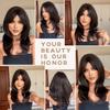 Long Wavy Layered Black-Brown Shoulder-Length Wigs With Bangs Heat Resistant Synthetic Wigs for Women Cosplay Daily Natural Wigs