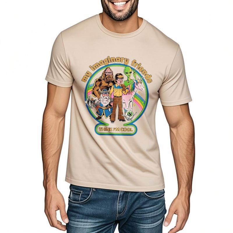 men brand tshirt Streetwear summer Teenagers t shirt My Imaginary Friends Think Im Cool Short Sleeve Adult Oneck Top tees