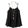 Spring and summer new crew neck women's clothing casual loose fashion elegant commuter vacation solid color double suspender top
