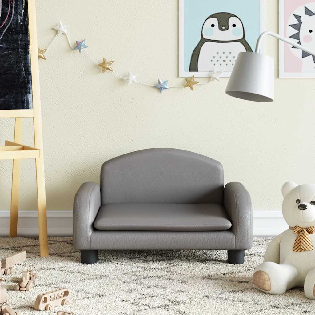 Vidaxl Sofa Dla Dzieci, Szara, 50X40X30 Cm, Sztuczna Skóra
