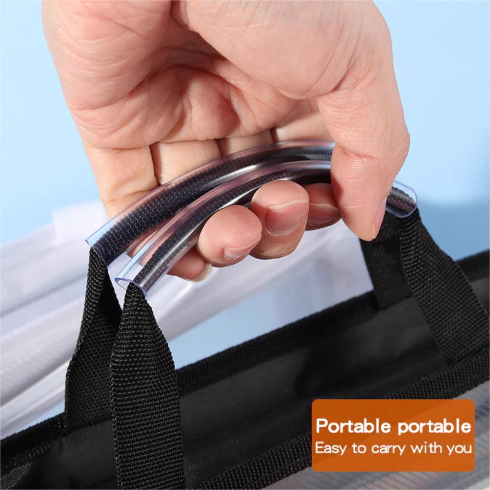 Large Capacity Transparent A4 Handbag Waterproof File Storage Bag Students Portable Bag  Office