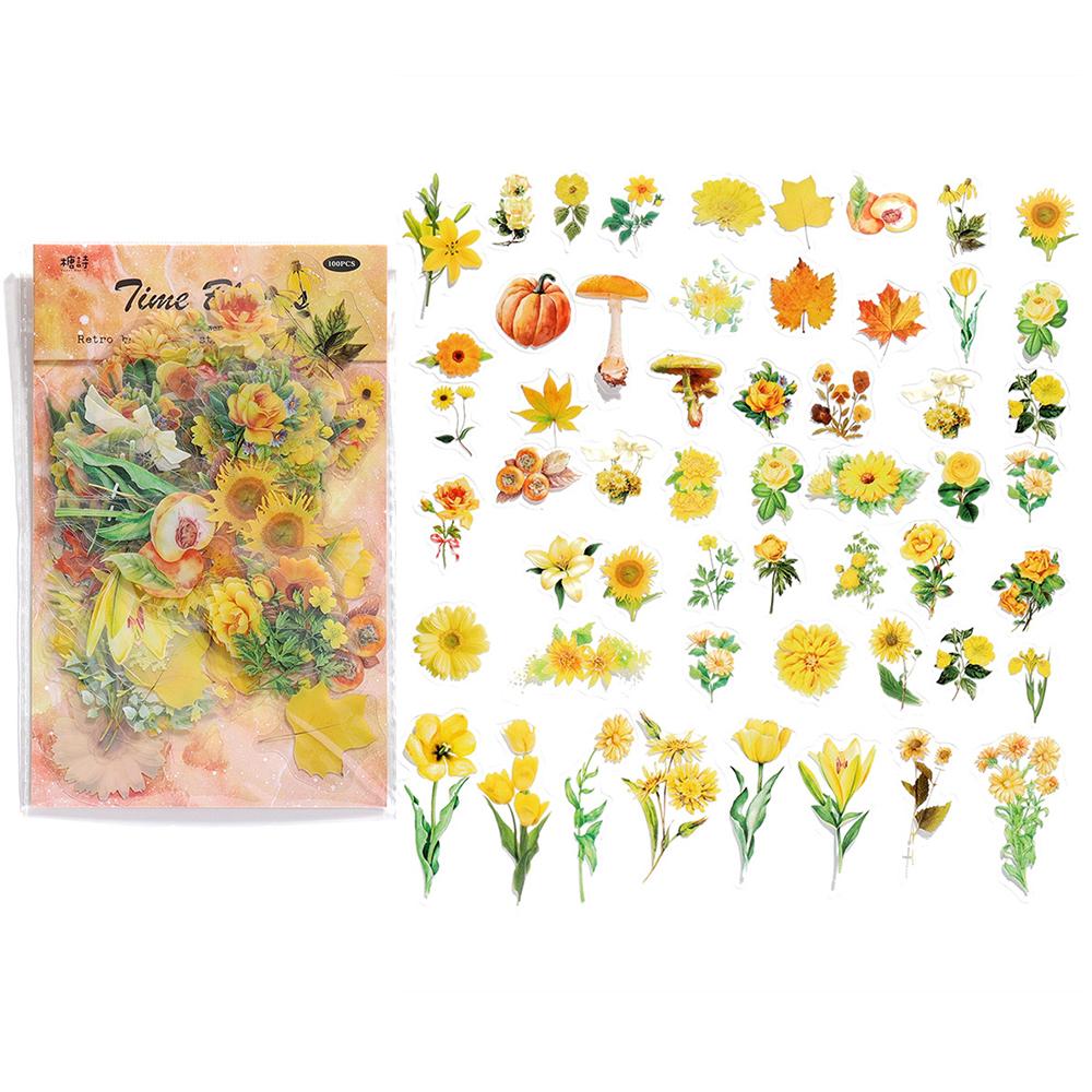 100Pcs/Bag Vintage Botanical Flowers Stickers Epoxy Resin Fillers Material Decorative for DIY UV Epoxy Resin Crafts Book Decor