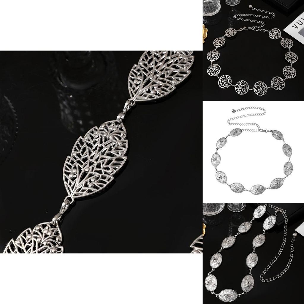 Geometric Metal Waist Belt With Hollow Circle Pattern For Spring And Autumn