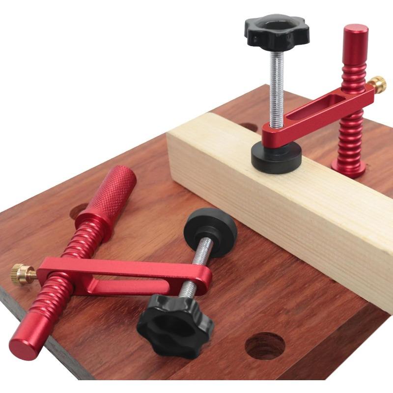 2pcs Bench Dog Clamp Quick Hold Down Table Clamp Adjustable Desktop Quick Acting Bench Dog Clamp for Woodworking Tool Workbench Accessories