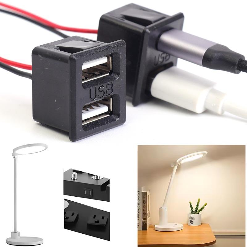 Dual-Layer USB Female Port Outlet Power Socket (Includes Cable Connector) Type-C Interface and USB Lamp Socket Charging Sockets