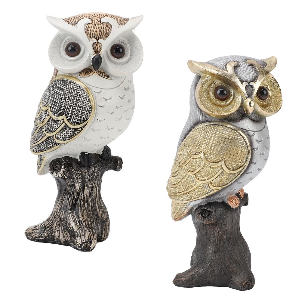 Eulenfigur, Statue, Kunstharz, Eulenskulptur, stehend auf Baumstumpf, für Zuhause, Veranda, Terrasse, Rasen, Hof, Dekoration 