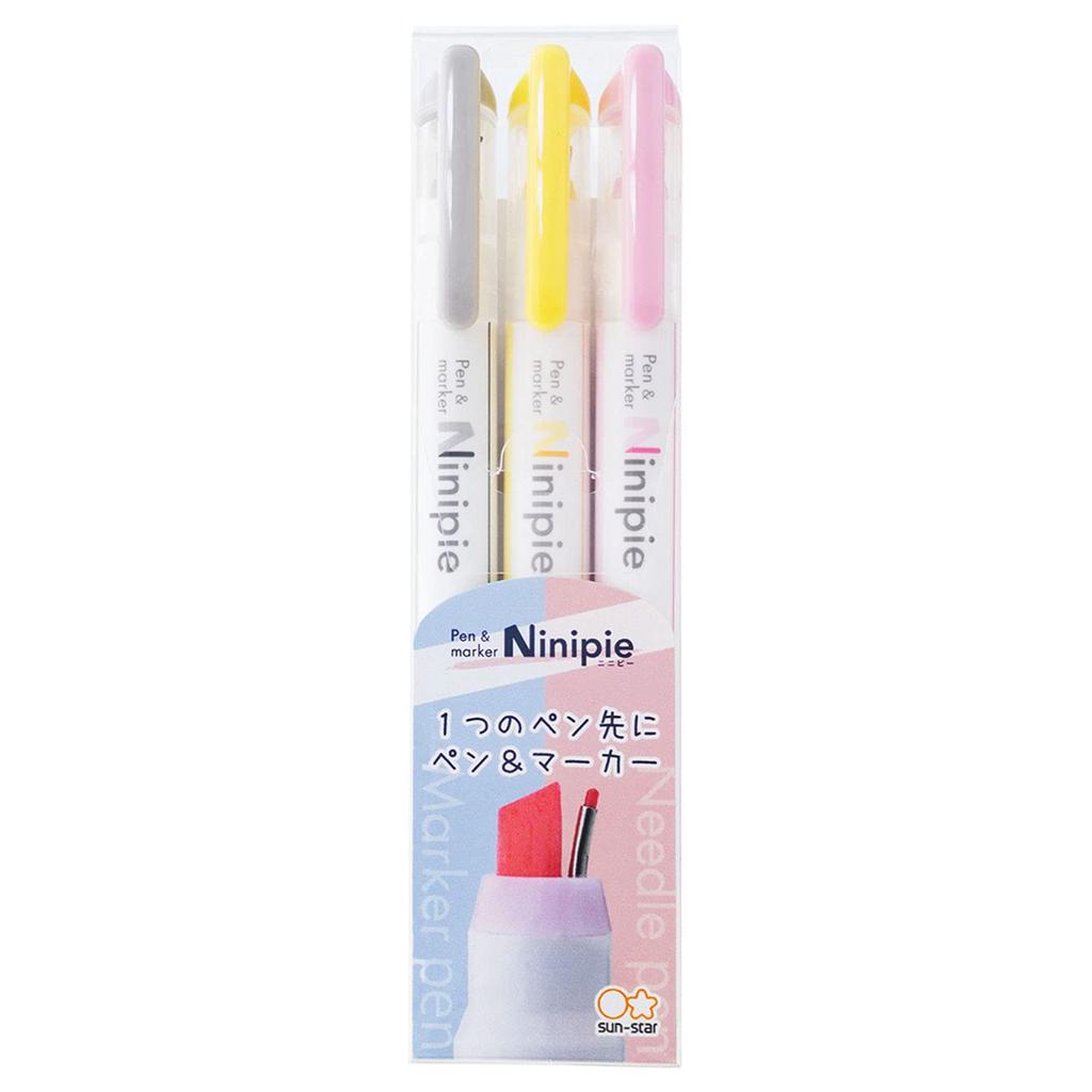 Sunstar Stationery Ninipie Pen Marker Set of 3 Water-Based & (S4539648)