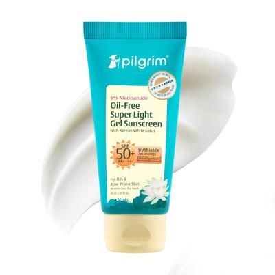 Pilgrim 5% Niacinamid Ölfreies Gel Sonnenschutzmittel LSF 50 PA++++ Für Fettige Haut, Trockenes Hautgefühl, Schnell Einziehend, 45ml