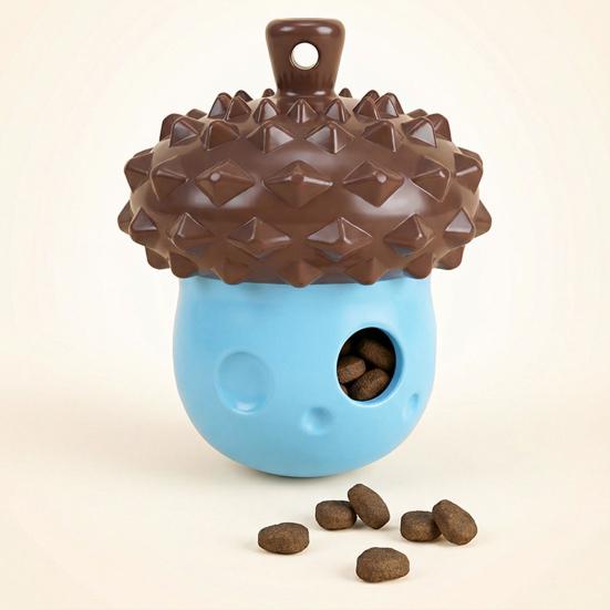 Dog Treat Dispenser Toy Squeaky Interactive Dog Chew Toy Dog Puzzle Toy for Puppy Teething Brain Training Teeth Cleaning