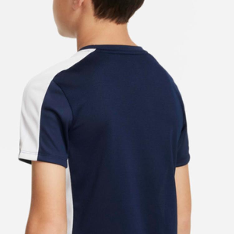 Nike Dri-FIT Academy 23 Logo Color Block Crew Neck Sports T-Shirt Kids Tops Navy-Blue DX5482-451