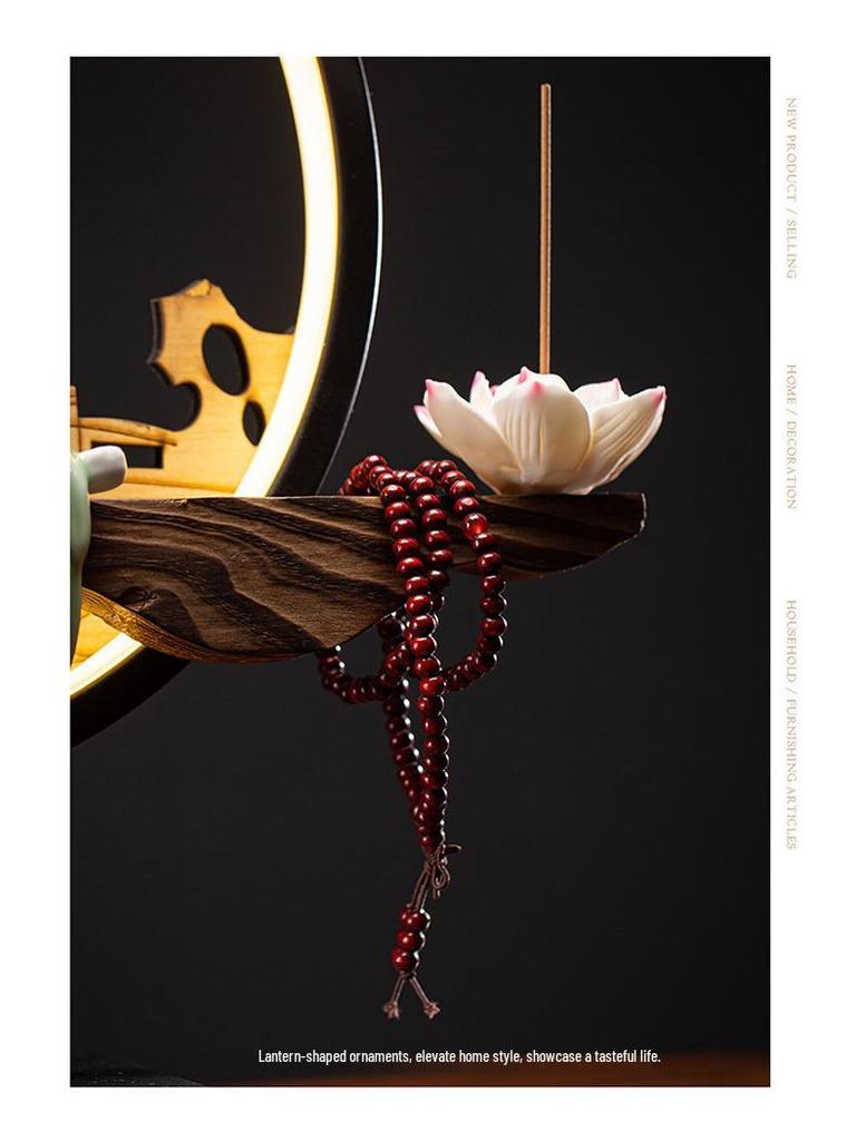 Chinese-Style TV Cabinet Backflow Incense Burner with LED Night Light - Dongting Lake Gift