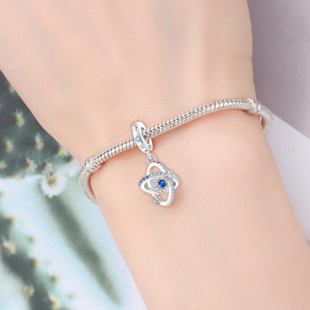 Kupfer Blaue Schneeflocke Mond Umarmender Bär Charms Perlen Passend für Original Armband Halskette Feiner Schmuck Damen DIY Geschenke