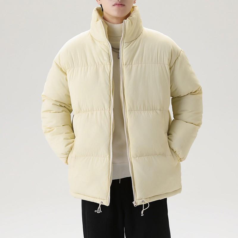 Winter  Men's Solid Color Loose Stand Collar Thickened Cotton Suit Casual Cotton Coat