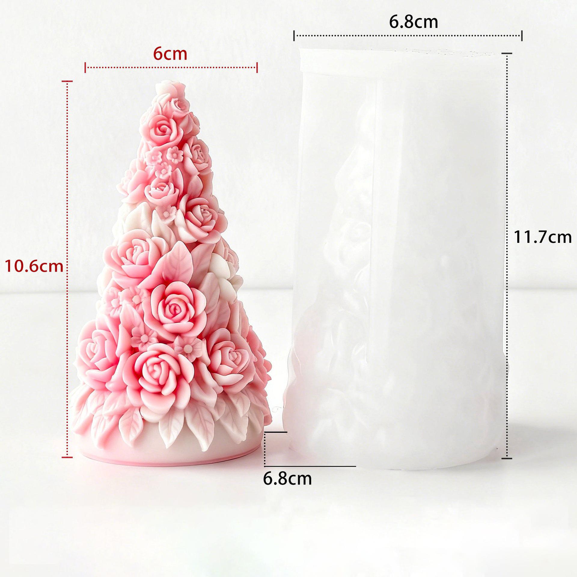 Rose Christmas Tree Candle Silicone Mold DIY Rose Aromatherapy Gypsum Resin Mold Christmas Tree Craft Decor Mold