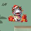 Self Adhesive Bathroom Glass Film Cartoon Hippo Christmas Wall Decal Cute Sticker with Colorful Lights & Indoor Outdoor Festive Ornaments Xmas Balls,