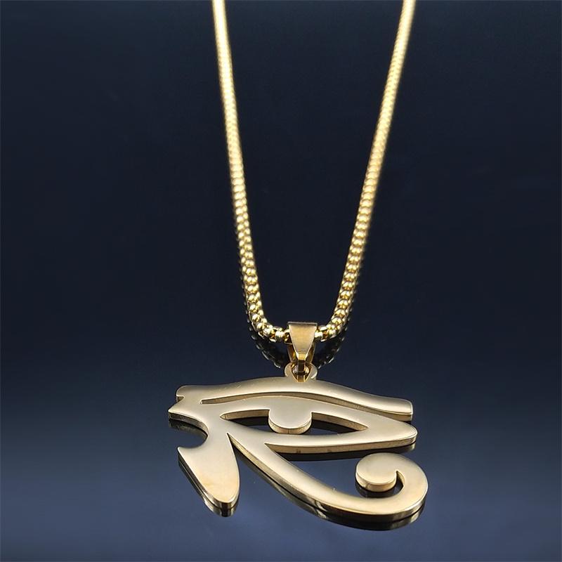 Collane con Catena Occhi Egizi in Acciaio Inossidabile Uomo Statement Mitologia Occhio di Ra Horus Simbolo Collana Gioielli bijoux femme N4540