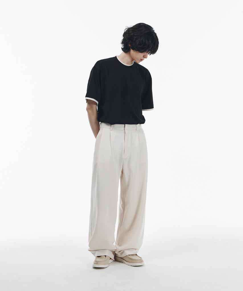 SIGNATURE [Summer Fabric Added] Double-Tuck Wide Slacks [Ivory]