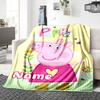 Custom Name Peppa Pig Ice Cream Party Party Blanket For Couch Bed Plush Cozy Fuzzy Blanket Super Soft Warm Blankets For Fall And Winter 0916106