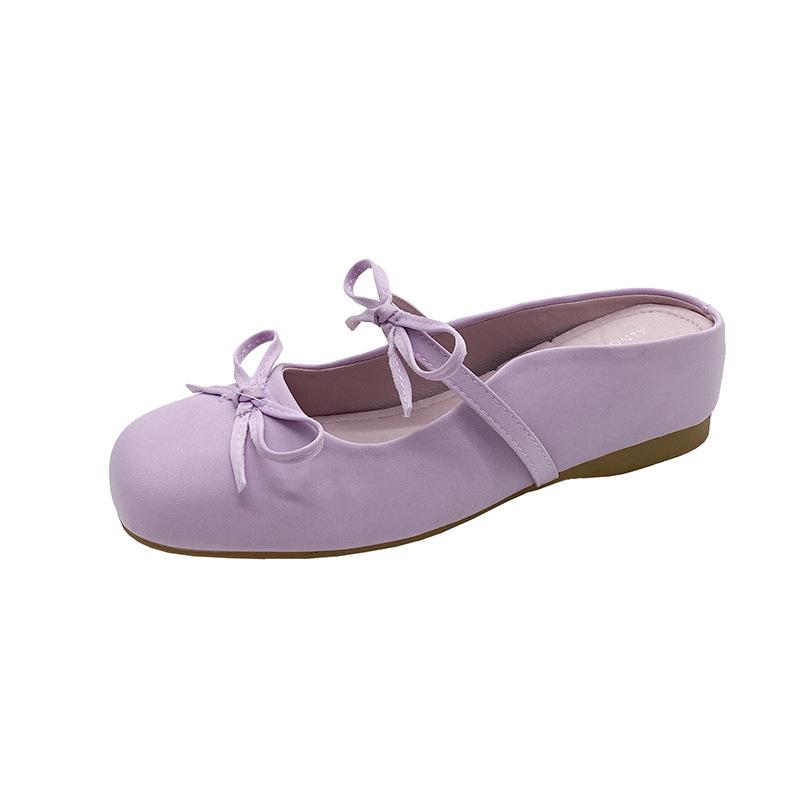 Inner height increase bow bag head half drag sandals women wear new spring and summer temperament Mary Jane single shoes
