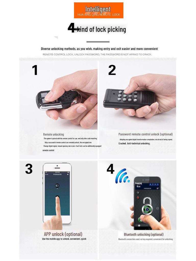 Huaxingqiang 909 Smart Bluetooth Anti-theft Concealed Electronic Lock with Password and 2 Remote Controls