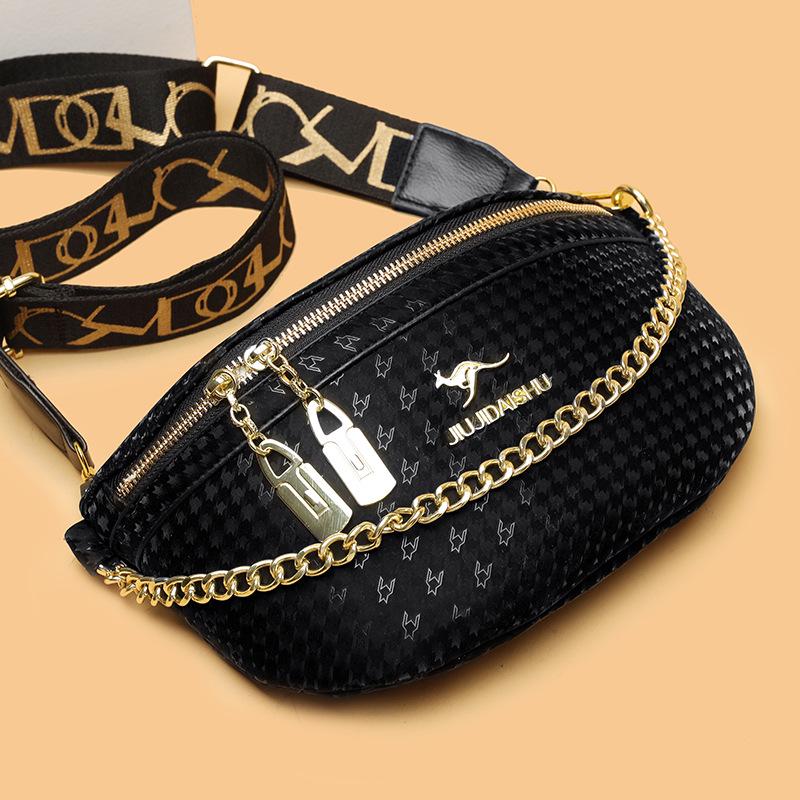 

Retro Luxe Shoulder/Crossbody Bag with Wide Strap - Internet Celebrity Hot Style чорний