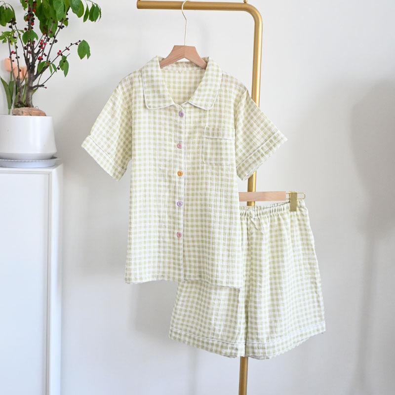 Damski letni zestaw piżamowy z czystej bawełny - Słodki, Przewiewny, Krótki rękaw i Szorty