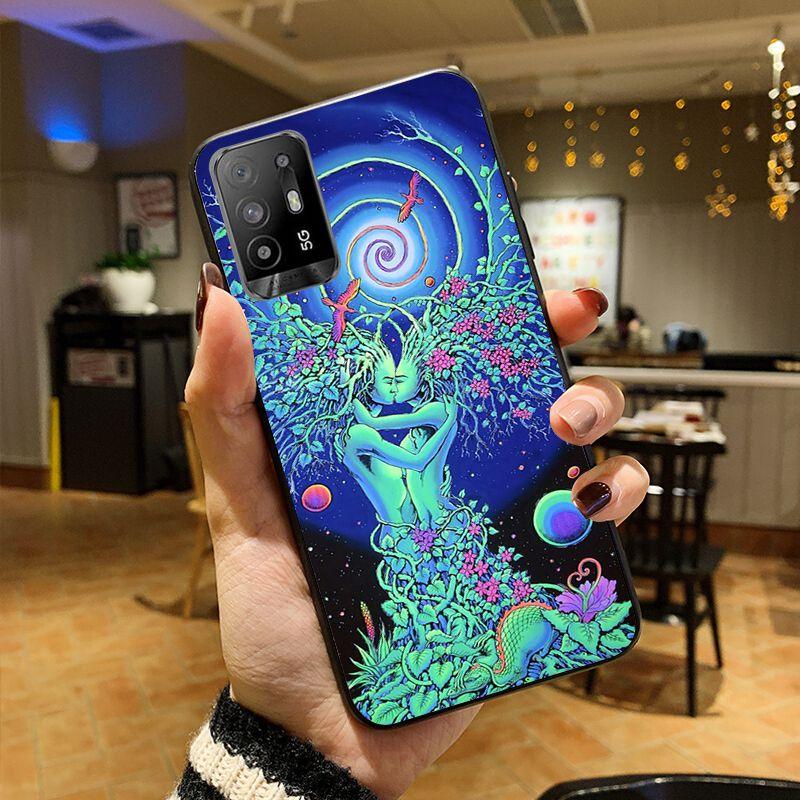 Funda Aesthetics Cartoon Alien Space Phone Cover For OPPO A74 A94 A3S A5S A9 A12 A15S A52 A53S A72 A73 2020 A91 5G Cases Coque