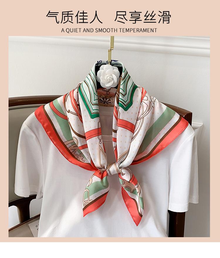 1116 Korean Version of the New Spring and Autumn Printing Fashionable and Simple Small Silk Scarf Women's Decorative Scarf Square Scarf Dual-purpose 
