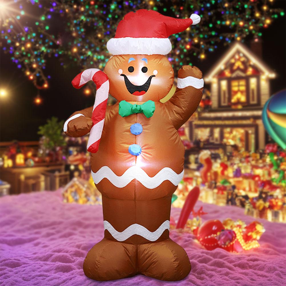 1.5m Inflatable Giant Gingerbread Man Model Gingerbread Man Ornament Decorative Gingerbread Man  for Christmas Garden Lawn