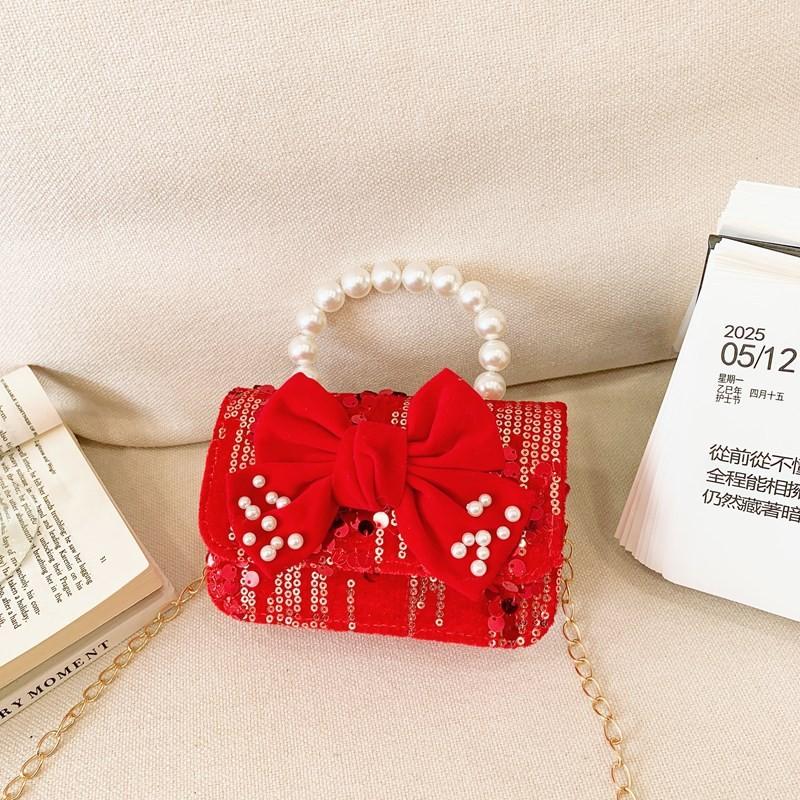 New Childrens Stylish Year Bag Adorable Pearl Chain Shoulder Crossbody Bag Girls For
