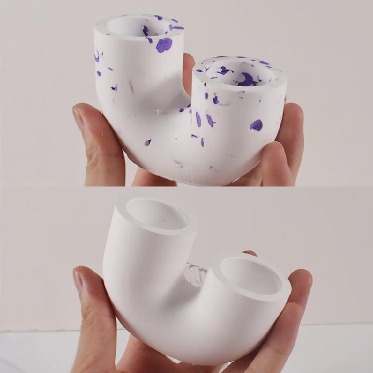U-shape Candlestick Silicone Mold DIY Cement Candle Holder Gypsum Crystal Epoxy Resin Mould DIY Home Desktop Handicrafts