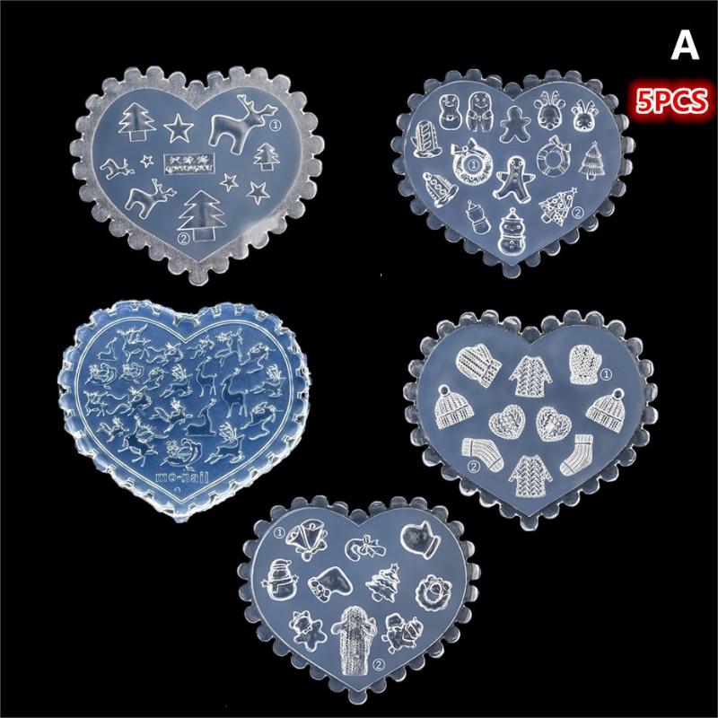 Christmas Snowman Christmas Tree 3D Nail Mold Elk Gingerbread Man Nail Decorations Diy Design Silicone Manicure Mold Nail Art