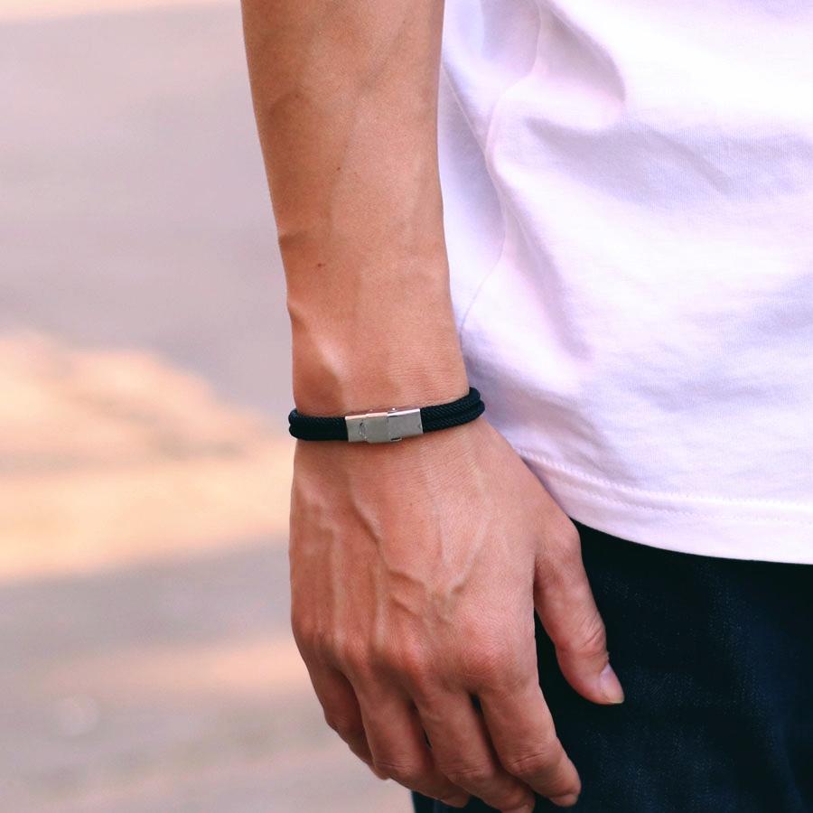 New Handmade Men Rope Bracelet Stainless Steel Buckle Double Layer Thread Nautical Braclet Bangle Hiphop Rock Accessories Homme