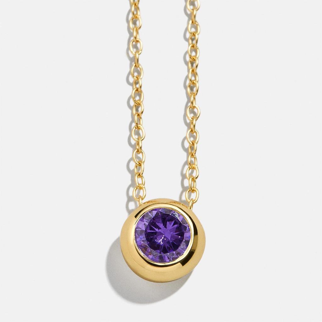 Women's Classic Zodiac Birthstone Pendant Necklace, Twelve Zircon Stones, Copper Round Design