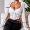 European & American Sexy Lace See-through Mesh Corset Top