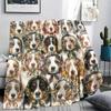 1PC Retro Pet Puppy Print Flannel Blanket, High quality All Seasons, Home Decor, Warmth and Comfort, Perfect for Christmas Gifts