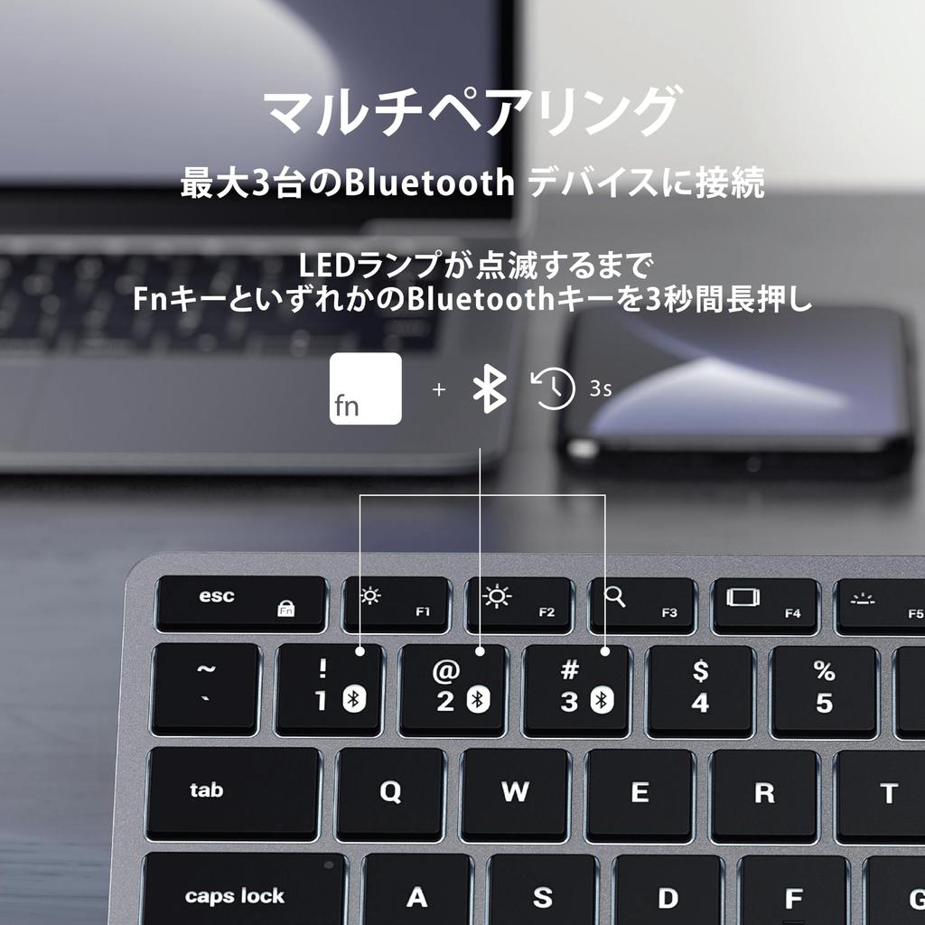 Teclado retroiluminado Bluetooth Satechi Slim X1 con dispositivos Mac 2012 o posteriores como Multi-Pair (Gris espacial) (1 Zona) (Compatible con iMac, MacBook, iPad,